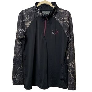 Black Antler 1/4 Zip Pull‎ Over Black White Gray Purple Size “No Tag”